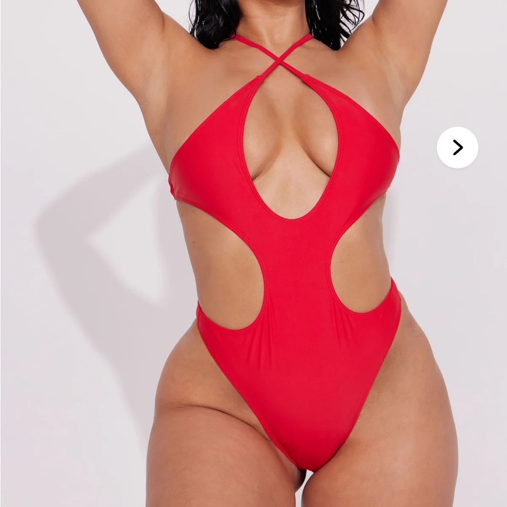 Red Women's Cutout Swimsuit